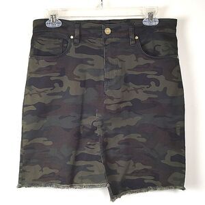 Sanctuary Camo Asymmetrical Frayed Hem Mini Skirt Size 28
